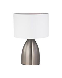 Valentina - Brushed Chrome Touch Lamp with White Shade