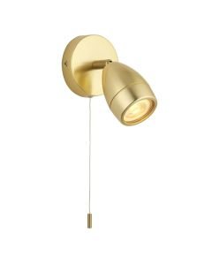 Endon Lighting - Porto - 99768 - Satin Brass IP44 Pull Cord Bathroom Wall Spotlight