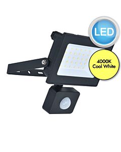 Lutec - Halo - 7801705012 - Black Clear Glass IP44 Outdoor Sensor Floodlight