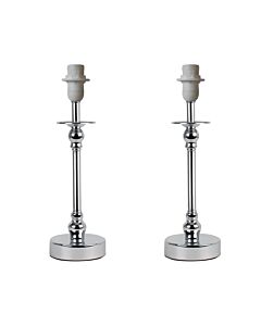 Set of 2 Chrome Stick Table Lamp Bases with Deco Details