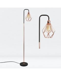 Matt Black & Copper Geometric Floor Lamp