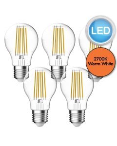 5 x 7.8W LED E27 Filament Dimmable Light Bulbs - Warm White