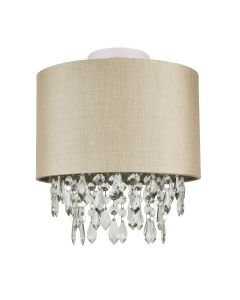 Pale Gold 250mm Ceiling Flush Shade with Matching Inner and Clear Droplets