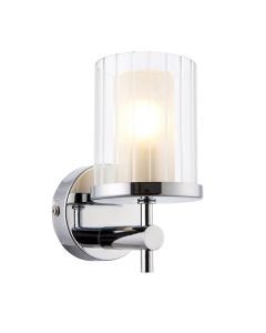 Endon Lighting - Britton - 51885 - Chrome Clear Frosted Glass IP44 Bathroom Wall Light