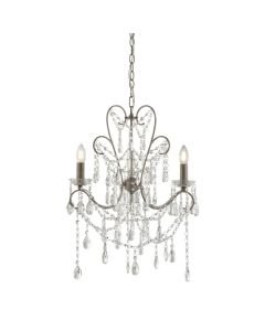 Lucca - Silver & Clear Glass 3 Light Chandelier Ceiling Pendant Light