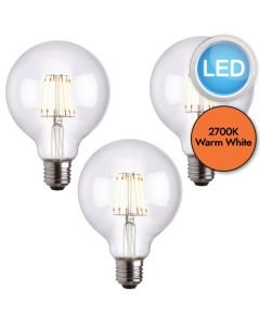 Endon Lighting - Set of 3 Globe - 93023 - LED E27 ES - Filament Light Bulbs - 95mm dia