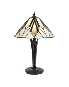 Interiors 1900 - Astoria - 70365 - Black With Glass Inserts Tiffany Table Lamp