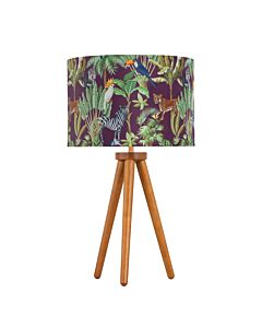 Voyage - Dark Oak Table Lamp or Bedside Light with Safari Velvet Shade