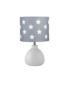 Tuscan - White Ceramic Lamp with Grey & White Stars Shade