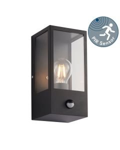 Saxby Lighting - Breton - 94348 - Black Clear Glass IP44 Outdoor Sensor Wall Light