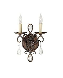 Feiss Lighting - Chateau - FE-CHATEAU2 - Bronze Clear Crystal Glass 2 Light Wall Light