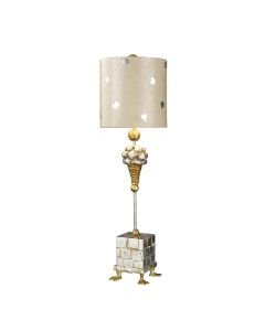 Flambeau Lighting - Pompadour X - FB-POMPADOURX-TL - Silver Leaf Cream Table Lamp With Shade