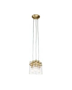 Kichler Lighting - Brinley - KL-BRINLEY3-BB - Brushed Brass Clear Glass 3 Light Ceiling Pendant Light