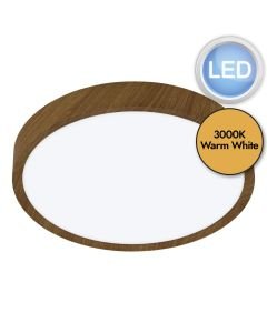 Eglo Lighting - Musurita - 98601 - LED Wood Effect White Flush Ceiling Light
