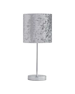 Chrome Touch Operated Table Lamp with Grey Crushed Velvet Shade
