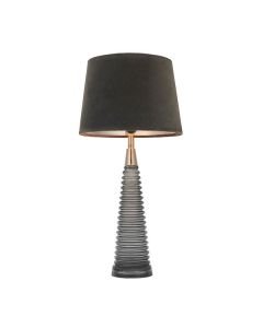 Endon Lighting - Naia - 93424 - Charcoal Ribbed Glass Nickel Mocha Table Lamp With Shade
