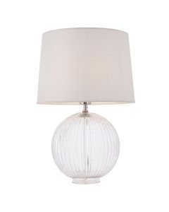 Endon Lighting - Jemma - 92890 - Clear Ribbed Glass Vintage White Table Lamp With Shade