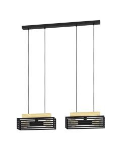 Eglo Lighting - Cidraz - 390164 - Black Wood 4 Light Bar Ceiling Pendant Light