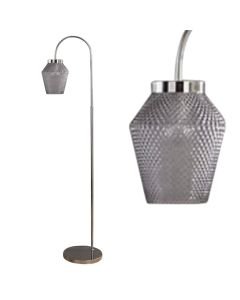 Fraser - Arched Floor Lamp with Smoked Textured Glass Shade
