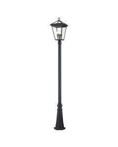 Quintiesse - Alford Place - QN-ALFORD-PLACE5-L-MB - Black Clear Glass 4 Light IP44 Outdoor Lamp Post