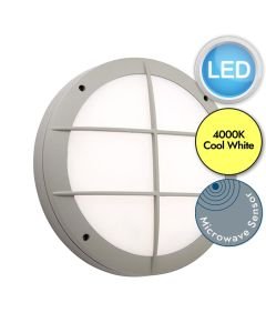 Saxby Lighting - Luik - 61651 & 72180 - LED Grey Opal Microwave 18w Gear Tray Grill Casing Outdoor Sensor Bulkhead Light