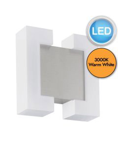 Eglo Lighting - Sitia - 95987 - LED Satin Nickel White 2 Light IP44 Outdoor Wall Washer Light
