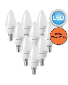 10 x 4.9W LED E14 Candle Light Bulbs - Warm White