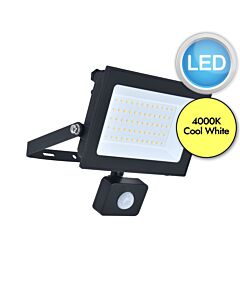 Lutec - Halo - 7801708012 - Black Clear Glass IP44 Outdoor Sensor Floodlight