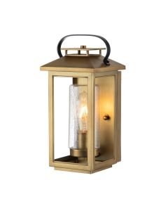 Quintiesse - Atwater - QN-ATWATER-S-PDB - Distressed Brass Clear Seeded Glass IP44 Outdoor Half Lantern Wall Light