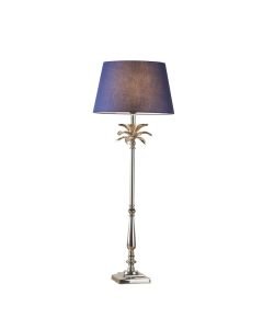 Endon Lighting - Leaf - 91167 - Nickel Navy Blue Table Lamp With Shade