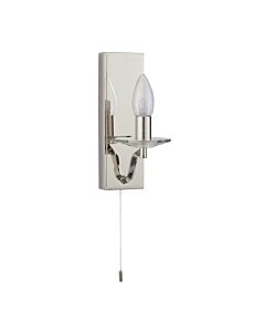 Endon Lighting - Lugano - 92959 - Nickel Clear Crystal Glass IP44 Pull Cord Bathroom Wall Light