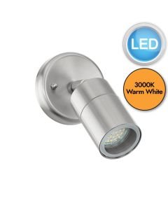Eglo Lighting - Stockholm 1 - 93268 - LED Stainless Steel Clear Glass IP44 Outdoor Wall Spotlight