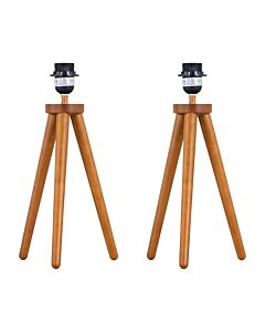Set of 2 Voyage - Dark Oak Wooden Tripod Lamp Bases