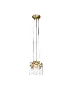 Kichler Lighting - Brinley - KL-BRINLEY3-BB - Brushed Brass Clear Glass 3 Light Ceiling Pendant Light
