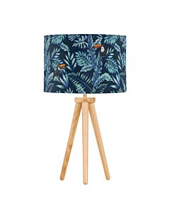 Voyage - Light Oak Table Lamp or Bedside Light with Toucan Shade