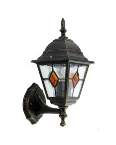 Morecambe - Black with Brushed Gold IP44 Outdoor Wall Light