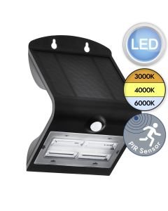 Eglo Lighting - Lamozzo - 900255 - LED Black Clear IP54 Solar Outdoor Sensor Wall Light
