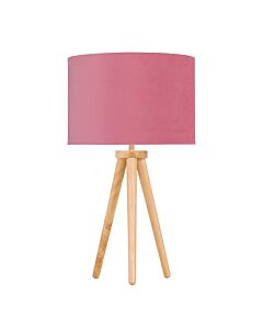 Voyage - Light Oak Table Lamp or Bedside Light with Flamingo Shade