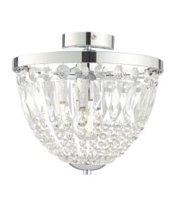 Endon Lighting - Iona - 96005 - Chrome Clear Crystal Glass IP44 Bathroom Ceiling Flush Light
