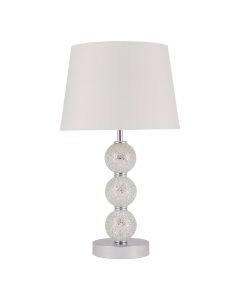 Stacked Mirrored Mosaic Table Lamp with White Fabric Shade