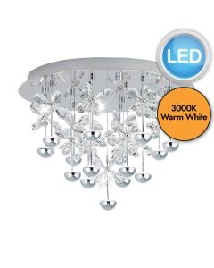 Eglo Lighting - Pianopoli - 39245 - LED Chrome Clear Glass 15 Light Flush Ceiling Light