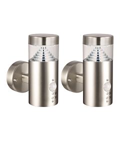 Set 2 Pyramid - Stainless Steel LED Outdoor Motion Sensor Wall Lights