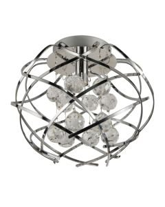 Ava - Chrome Flush Ceiling Light with Glass Droplets