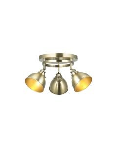 Endon Lighting - Wyatt - 96802 - Antique Brass 3 Light Ceiling Spotlight
