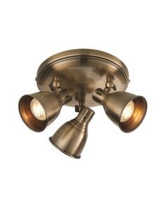 Endon Lighting - Westbury - 76279 - Antique Brass 3 Light Ceiling Spotlight
