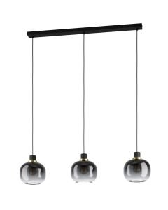 Eglo Lighting - Oilella - 99617 - Black Brass Clear Glass 3 Light Bar Ceiling Pendant Light