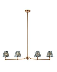 Endon Lighting - Santiago - 114987 - Aged Brass Blue 4 Light Bar Ceiling Pendant Light