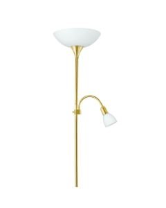 Eglo Lighting - Up 2 - 82843 - Brass White Glass Mother & Child Floor Lamp