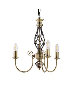 Barley Twist - Antique Brass 3 Light Pendant
