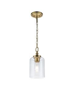 Feiss Lighting - Hounslow - FE-HOUNSLOW-P-BB - Brass Clear Glass Ceiling Pendant Light